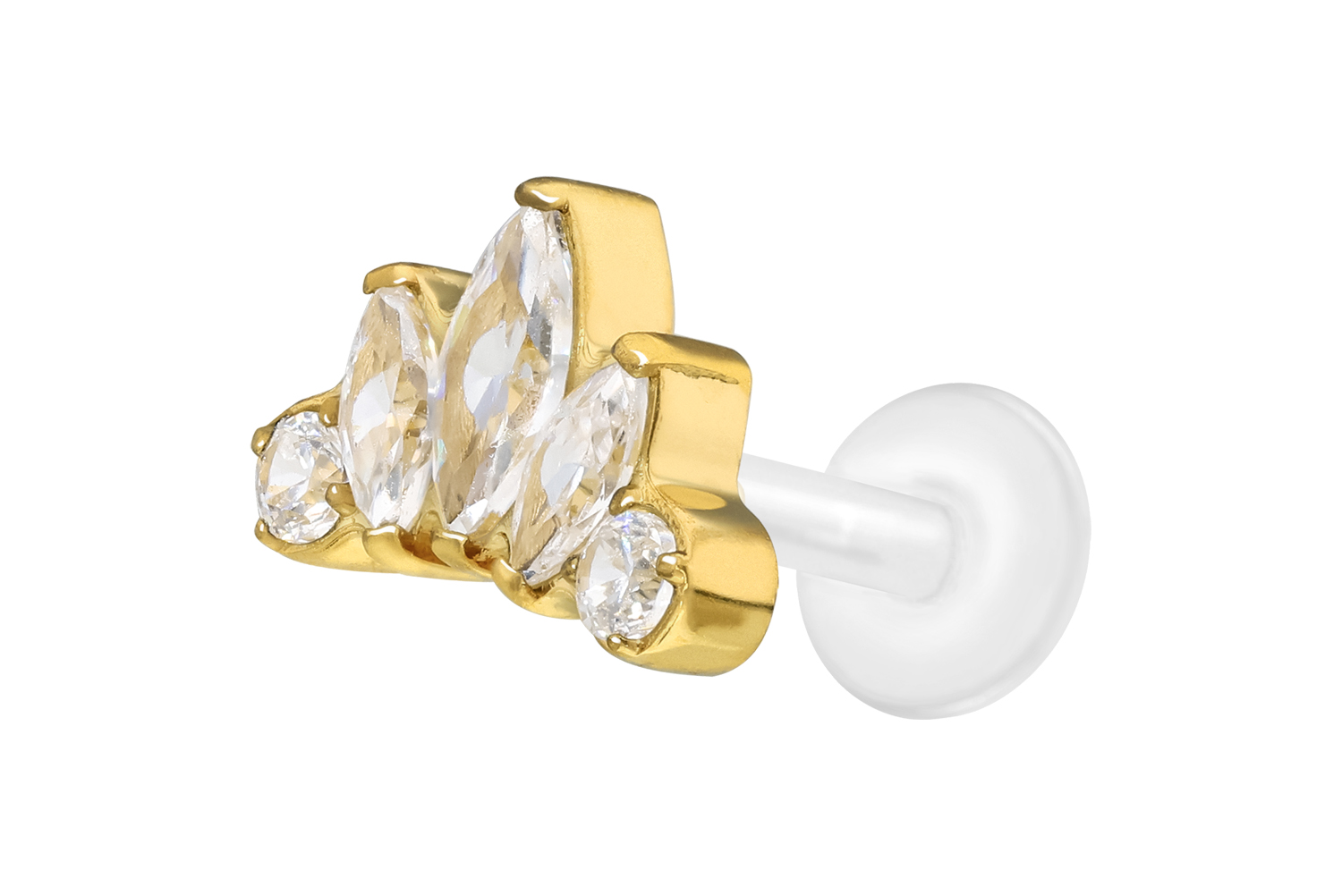 PTFE Labret Piercing mit Innengewinde + Titan-Aufsatz LOTUSBLÜTE